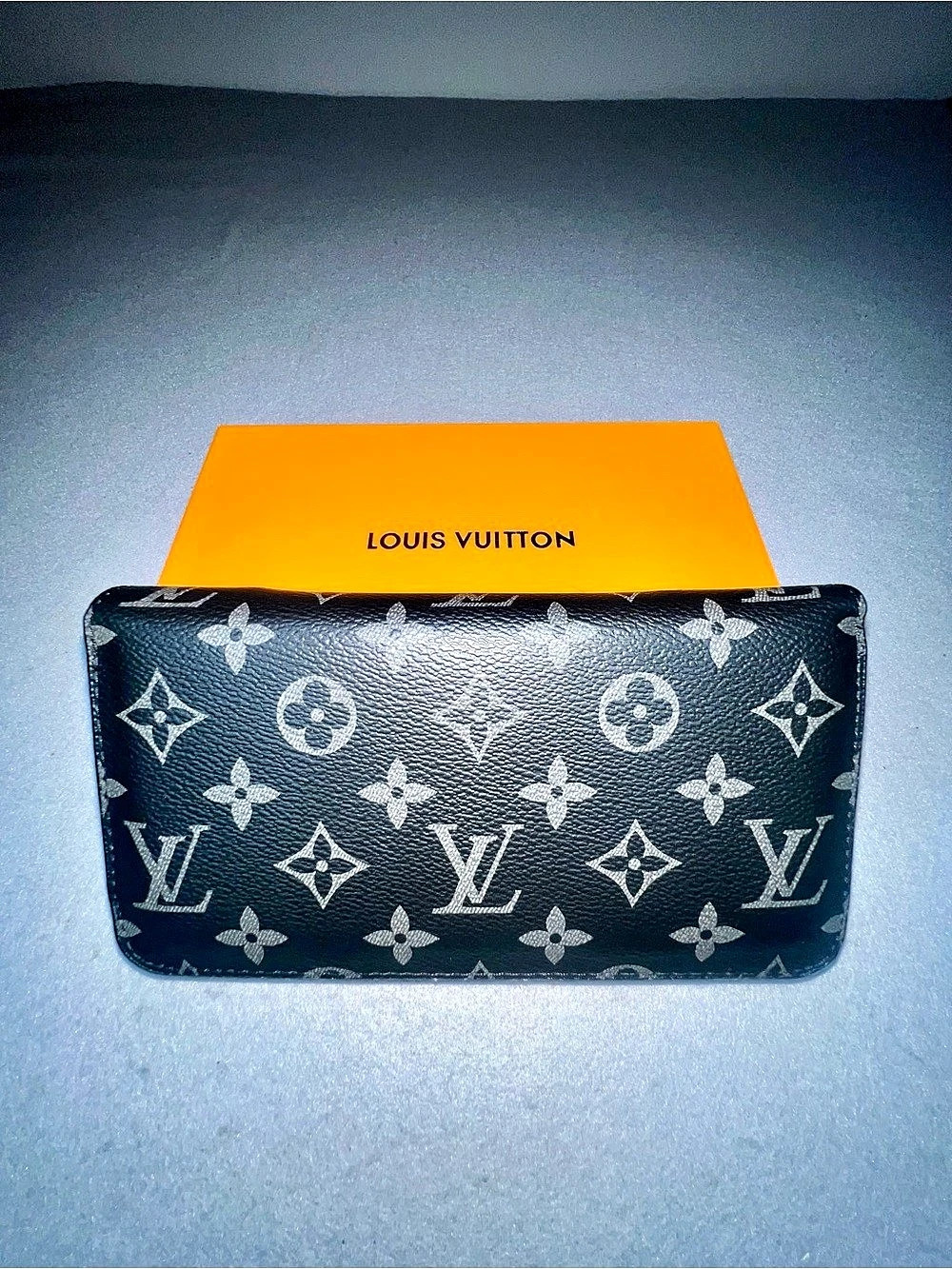 Louis Vuitton Monogram Zip-Around Wallet Black Gray Women’s W/ Box and dust bag
